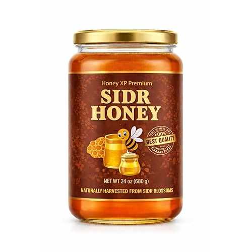 Honey XP Raw Himalayan Sidr Honey 100% Pure \u0026 Natural No Added Sugar Unprocessed \u0026 Cold-Filtered 680g (24 薬局衡オンス) Glass Jar Harvested from Indian Himalayas