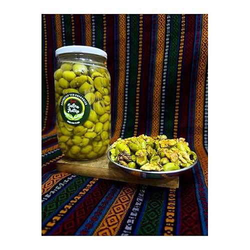 SODEF Green Olives インチ Brine 35 fl 薬局衡オンス Jar, Stone Crushed, Seedless, Traditional Turkish Style, Ready to Eat, Authentic Flavor - One Size