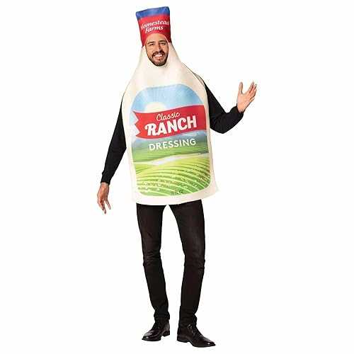 Rasta Imposta Ranch Dressing Bottle Costume Salad Cobb Condiments Food Seasoning Dip Buttermilk Dress Up Cosplay Party Costumes, Adult One Size