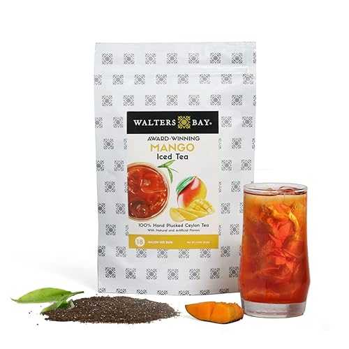Walters Bay Mango Iced Tea Bags, 18 Count, Gallon Sized Tea Bags, Wholesale Ceylon Tea, Unsweetened, Luscious Mango Fruit Flavored, 100% Hand Plucked, Black Tea