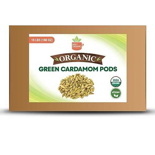 SPICY ORGANIC Bulk Green Cardamom Pods 10 LBS (160 OZ) - Freshly Harvested Cardamom Spice for Superior Flavor and Aroma - Non-GMO- Gluten Friendly - USDA Certified Organic