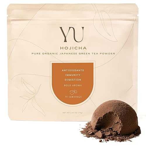 Yu Tea Organic Hojicha Green Tea Powder, 75 Servings / Rich インチ Antioxidants \u0026 EGCG / Pure Japanese Roasted Green Tea / Low Caffeine \u0026 Unsweetened Matcha Alternative / Resealable Pouch, 2.65 薬局衡オンス