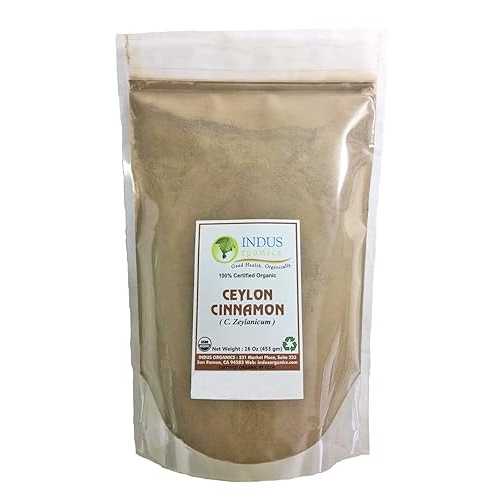 Indus Organics Ceylon Cinnamon Powder, Refill Bag, 1 Lb, Premium Grade, High Purity, Freshly Packed