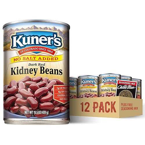 Kuner s No Salt Added Canned Kidney Beans with FREE Chili Seasoning Mix, Plant Protein and Fiber, Gluten Free, Vegan, Fat Free, 12 Pack of 15.5 薬局衡オンス Cans and Chili Seasoning Packet
