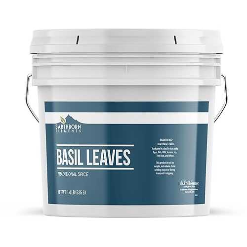 Earthborn Elements Basil Leaves 1 Gallon Bucket, Kitchen Staple, Aromatic \u0026 Versatile, Chopped