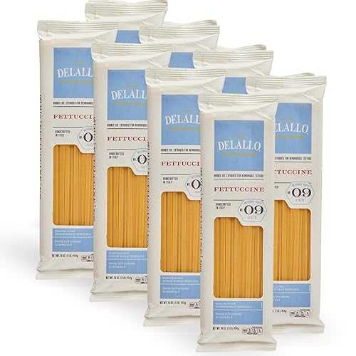 DeLallo, Fettuccine Pasta, Made インチ Italy, Bronze Cut, Made with Only 100% Durum Wheat Semolina Flour, All Natural, Kosher, Vegan, Non-GMO, 1 Pound Bag, (8 Pack)