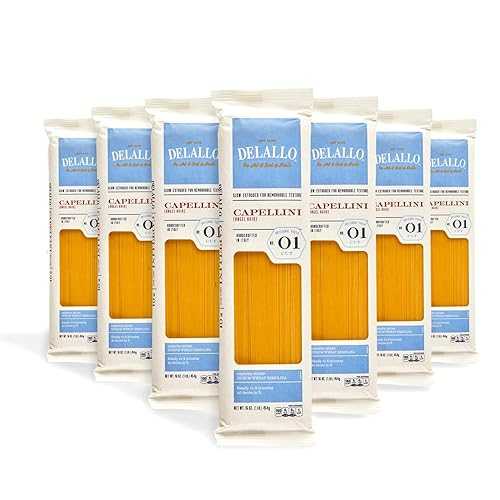 DeLallo Capellini Pasta, Angel Hair Pasta Made インチ Italy, Made with Only 100% Durum Wheat Semolina Flour, All Natural, Non-GMO, Kosher, Vegan, 1 重量ポンド Bag, (7 Pack),