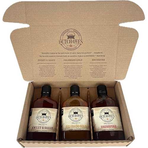 Dutch Oven Smokehouse BBQ Sauce Gift Set - Original 3 Pack with Sweet \u0026 Sassy, Brushfire, Colorado Gold - All-Natural, Small-Batch BBQ Sauces - Authentic Western Flavors - Ideal gift for Barbecue Grill Enthusiats