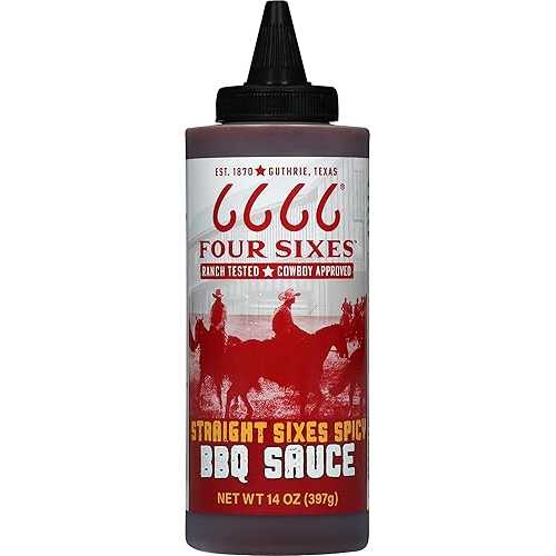 6666 Four Sixes Straight Sixes Spicy BBQ Sauce, 14 Ounce (Pack of 6)