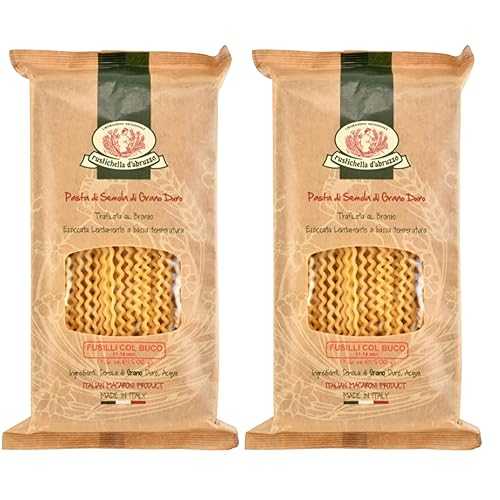 Rustichella d\u0027Abruzzo Fusilli col Buco 17.6薬局衡オンス (Pack of 2)- Classic Authentic Italian Long Curly Pasta - Perfect for Tomato or Olive Oil Sauces