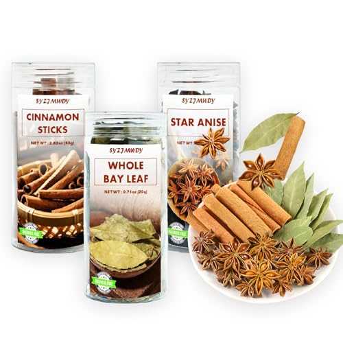 SYZJMWDY Premium Cinnamon Sticks Star Anise \u0026 Bay Leaves Variety Pack - Aromatic Spices for Cooking Baking Tea Blends Mulled Wine - Essential Kitchen Refill 3 Packs 5.64薬局衡オンス Gift Set