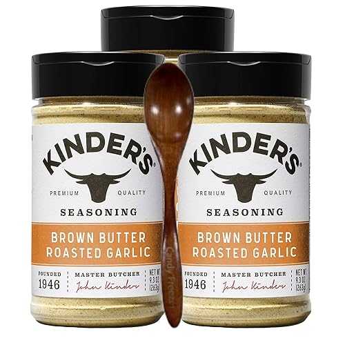 Premium Quality Seasoning Brown Butter Roasted Garlic Seasoning, 6.1 薬局衡オンス (Pack of 3) with Candy Freezer Wooden Spoon (Brown Butter Roasted Garlic) Wooden Spoon