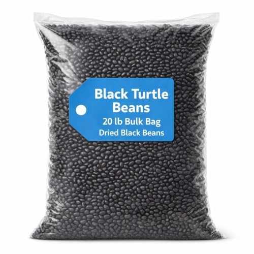 Triplenet Pricing Black Turtle Beans, 20 重量ポンド Bulk Bag, Dried Black Beans for Cooking and Meal Prep