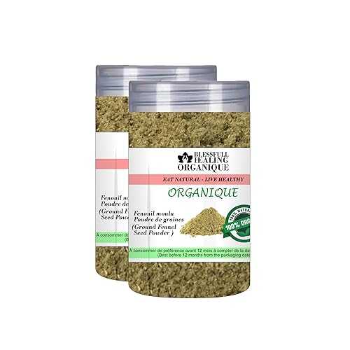 Blessfull Healing Organic Ground Fennel Seed Powder 100 Gram (3.52 薬局衡オンス) Each (Pack Of 2) \u003d 200 Grams, Vegan
