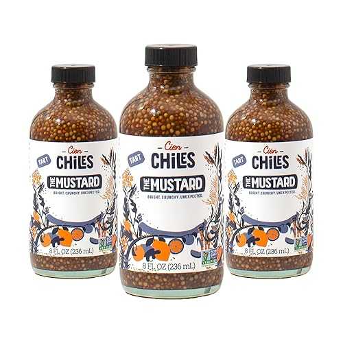 Cien Chiles The Mustard / All Natural Sauce / Non-GMO, Gluten-Free, Vegan / 8 OZ Bottles / 3-Pack