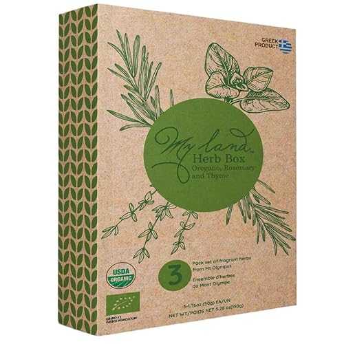 MY LAND Organic Mediterranean Herb Set - Greek Oregano, Rosemary \u0026 Thyme from Mount Olympus (3 × 1.76 薬局衡オンス) - USDA Organic Dried Herbs for Cooking, Seasoning \u0026 Herbal Tea MY LAND Organic Mediterranean Herb Set Gree