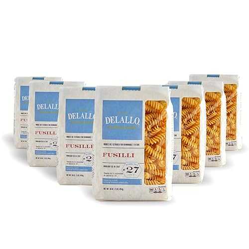 DeLallo Fusilli Pasta, Twisted Shape, Corkscrew Pasta Made インチ Italy, Bronze Cut, Made with Only 100% Durum Wheat Semolina Flour, Kosher, Vegan, Non-GMO, All Natural,1 Pound Bag, (7 Pack)
