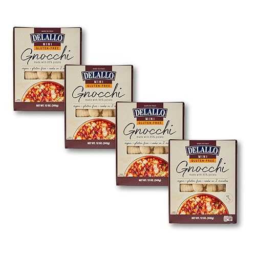 DeLallo Gluten-Free Mini Gnocchi Pasta, 12 Ounce Box, 4 Pack, Non-GMO, Made with Potato Puree and Rice Flour, Vegan