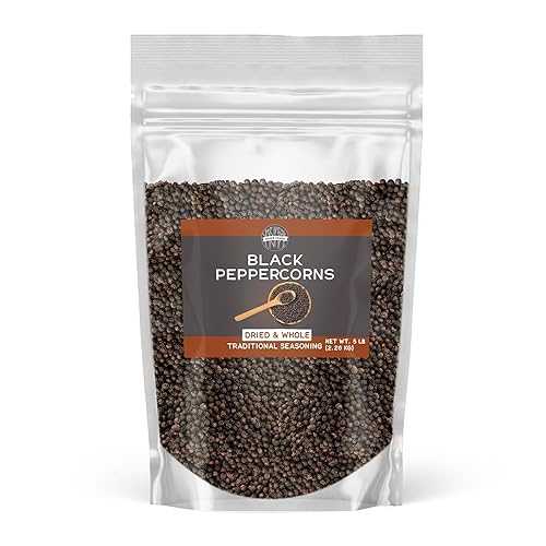 Birch \u0026 Meadow Black Peppercorns, 5 重量ポンド, Traditional Spice, Dried \u0026 Whole, Grinder Refill
