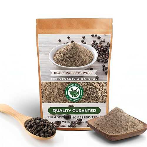 AYUSHKA ORGANIC Black Pepper Powder / Piper nigrum / Pure \u0026 Natural Spice for Cooking and Seasoning (8.8 OZ / 250 gm)