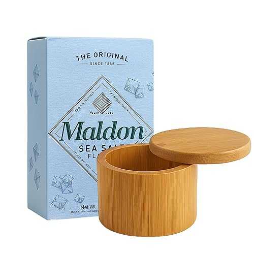 NORTHWARD SPIRIT Bamboo Salt Box Cellar Canister Gift Set With Maldon Sea Salt Flakes 8.5 Oz Box - Great For Salts, Spices, Seasonings In Your Gourmet Kitchen