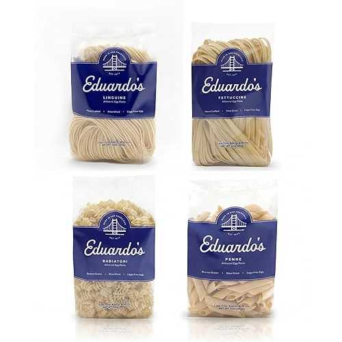 Eduardo\u0027s Pasta Co. Eduardo\u0027s San Francisco Collection, Artisan Egg Pasta Variety Bundle, Hand-Laminated \u0026 Bronze-Drawn, Ambient Temperature Slow Dried Since 1977, 12薬局衡オンス x 4 Shapes