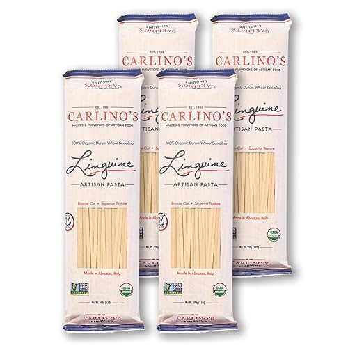 Carlino\u0027s Market Carlino\u0027s Dried Linguine / Organic Durum Wheat Semolina / Bronze Die Cut / Air Dried / Non-GMO, USDA Organic, Made インチ Italy, 17.6 Oz (Pack of 4)