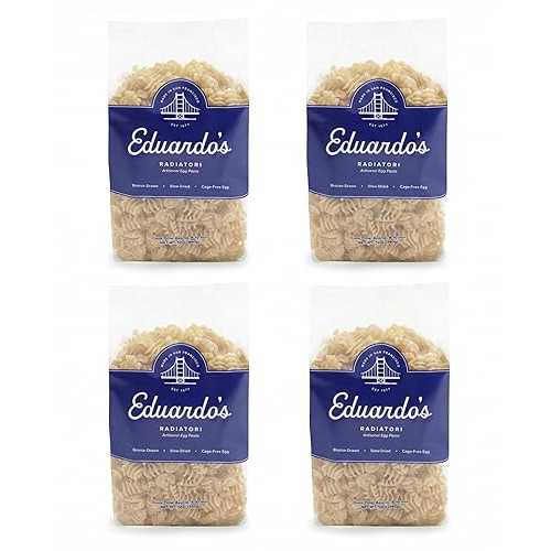 Eduardo\u0027s Pasta Co. Eduardo\u0027s Radiatori Pasta, Bronze-Drawn Egg Pasta, Artisan Radiatore Short Pasta, Ambient Temperature Slow Dried Since 1977, 12薬局衡オンス (4-Pack)