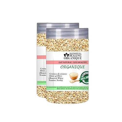 Blessfull Healing Organic Roasted White Sesame Seeds 100 Gram (3.52 薬局衡オンス) Each (Pack Of 2) \u003d 200 Grams, Vegan