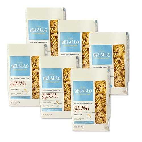 DeLallo Giant Fusilli Pasta, Curly Long Spiral Noodles, Vegan, Kosher, Non-GMO, Made インチ Italy with 100% Durum Wheat Semolina, Bronze Cut, 16 薬局衡オンス Bag, (6 Pack)