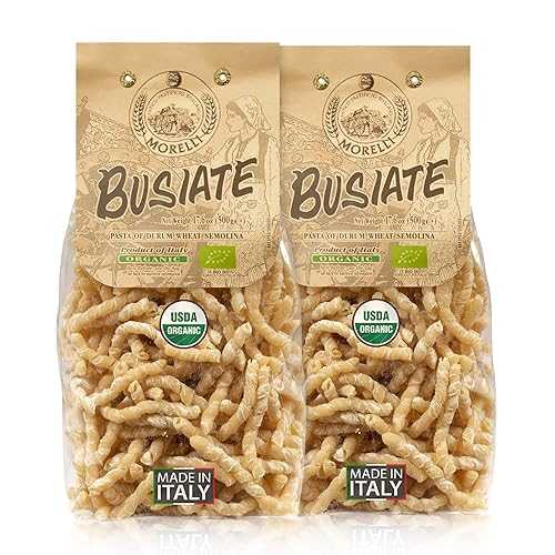 Morelli Spiral Pasta - Organic Premium Durum Wheat Semolina Italian Pasta from Italy - Protein-Rich, Ancient Grains, All Natural, Gourmet Italian - Busiate (Trofie, Gemelli) 17.6 薬局衡オンス - Pack of 2