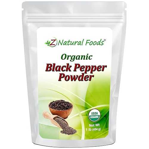 Z Natural Foods Organic Black Pepper Powder - King of Spices (Piper Nigrum) - 5 to 10% Piperine to Increase Bioavailability of Foods Supplements - Raw, Gluten Free, Non GMO, Vegan, Kosher - 1 重量ポンド