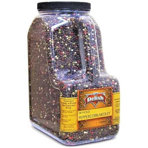 Whole Peppercorn Medley by It\u0027s Delish 6 LBS Gallon Size Jug with Handle Whole Black, Green, White \u0026 Pink Peppercorn Blend - Dried Multicolored Pepper Mix Great for Refills, Caterers, Restaurants