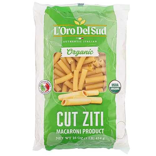 Organic Ziti Pasta,10 pack, 100% Durum Wheat Italian Pasta, Premium Quality Product of Italy 16 Ounce (10 Pack) by L\u0027Oro del Sud.
