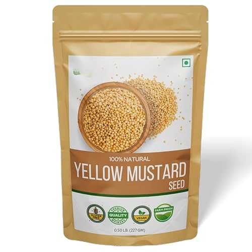Generic Yellow Mustard Seeds / Whole Yellow Mustard Seed for Pickles \u0026 Cooking / 100% Raw Mustard Seeds / Vegan / Preservative Free / Product of India (227g)
