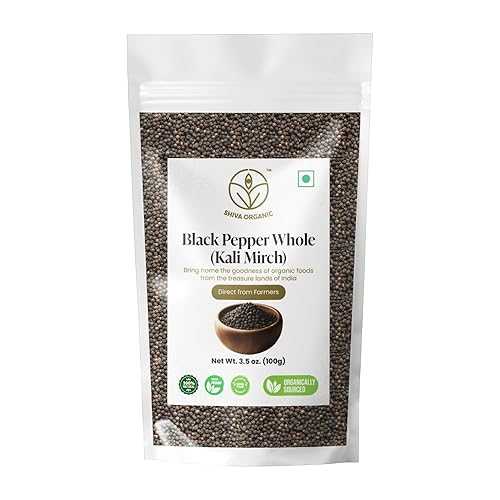 Shiva Organic Black Pepper Whole Vegan, Raw Peppercorns from India, Aromatic, Flavourful Farm Fresh, Perfect for Cooking, Smoothies, Lattes, Tea\u0027 (100g/3.53薬局衡オンス)