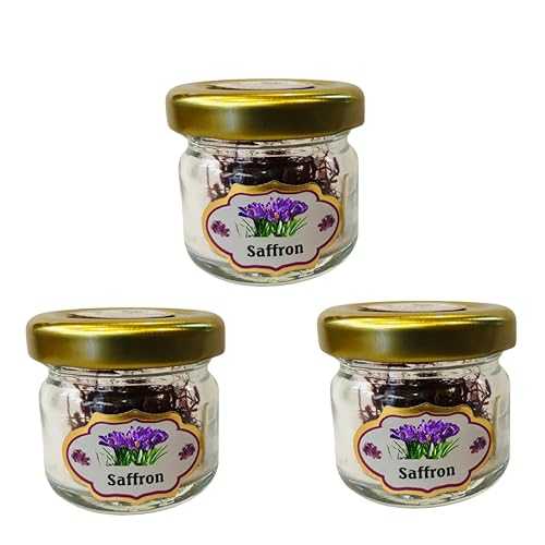 Generic Turkish Safranbolu Superior Saffron Threads (Super Negin) First-Class Saffron Spice for Paella, Risotto, Tea and all Kitchen Uses (1 gr), Glass Jar, 3-Pack