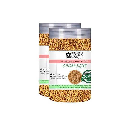 Blessfull Healing Organic Whole Mustard Seed 100 Gram (3.52 薬局衡オンス) Each (Pack Of 2) \u003d 200 Grams, Vegan