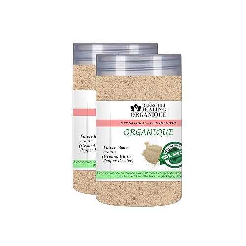 Blessfull Healing Organic Ground White Pepper Powder 100 Gram (3.52 薬局衡オンス) Each (Pack Of 2) \u003d 200 Grams, Vegan
