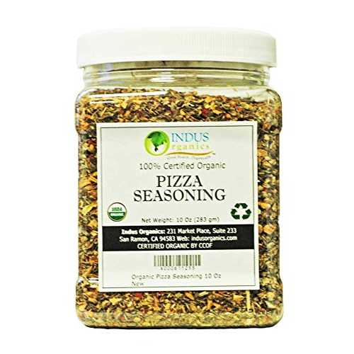 Indus Organics Pizza/Italian Seasoning Blend, 10 Oz Jar, Salt Free, Premium Grade, Freshly Packed