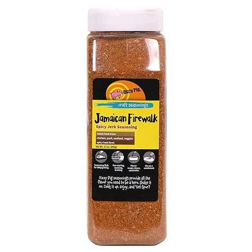 Dizzy Pig Jamaican Firewalk Spicy Jerk Seasoning Rub (Quart Shaker) - Seasons Around 120lbs of Food - Hand Made インチ the USA - MSG Free, Gluten Free
