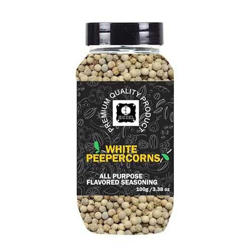 EDZZELPremium Quality Indian Organic White Peppercorns Plant Based, Vegan, Gluten Free-100 GRAM Box (Set Of 3)