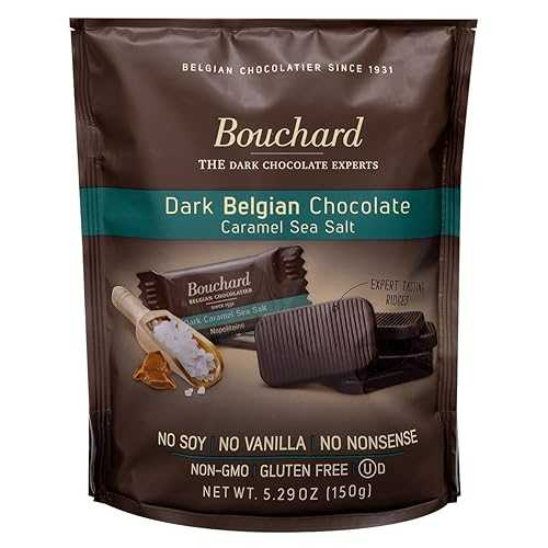 Bouchard Belgian Dark Chocolate with Caramel \u0026 Sea Salt (5.29 OZ / 150g) (Pack of 4)