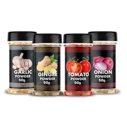 Generic Combo Dry Onion Powder, Garlic Powder, Ginger Powder (Adrak/Sunth) and Tomato Powder 50gm Each / For Cooking \u0026 Baking / Gluten Free Seasoning