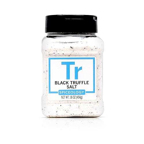 Spiceology Black Truffle Salt Fine Sea Salt Infused with Real Black Truffle Gourmet Popcorn Salt, Seasoning for Butter, Pizza, Mashed Potatoes \u0026 More 16 薬局衡オンス