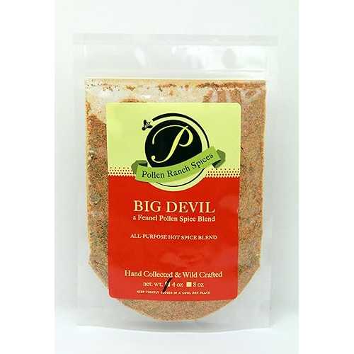 Pollen Ranch Big Devil Seasoning Fennel Pollen Spice Blend - All Purpose Hot Spice Blend, Resealable Pouch, 4 Oz