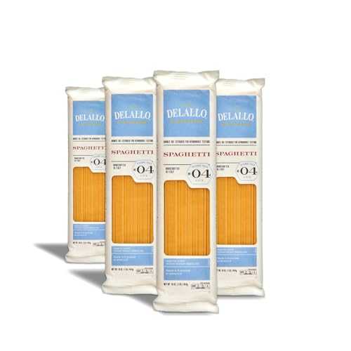 DeLallo Spaghetti Pasta, 1 Pound Bag, 4 Pack, Classic Style, Imported from Italy, Cooks インチ 9 Minutes, Homemade Recipe, Non-GMO