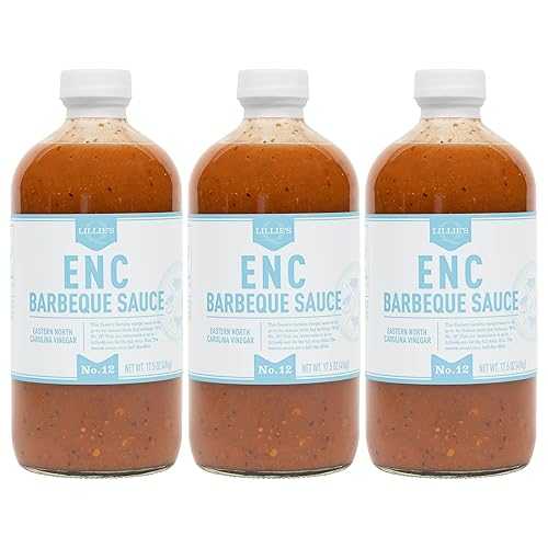 Lillie\u0027s Q - ENC Barbeque Sauce, Gourmet BBQ, Spicy Vinegar BBQ Sauce, Premium Ingredients, Made with Gluten-Free Ingredients (17.5 薬局衡オンス, 3-Pack)