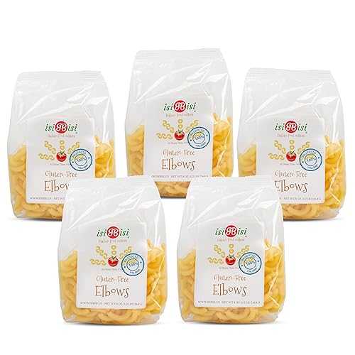 isiBisi Gluten-Free Elbow Pasta, 5-Pack - Artisanal Corn and Rice Noodles - Non GMO Vegan, Made インチ Italy (1/2-Pound)