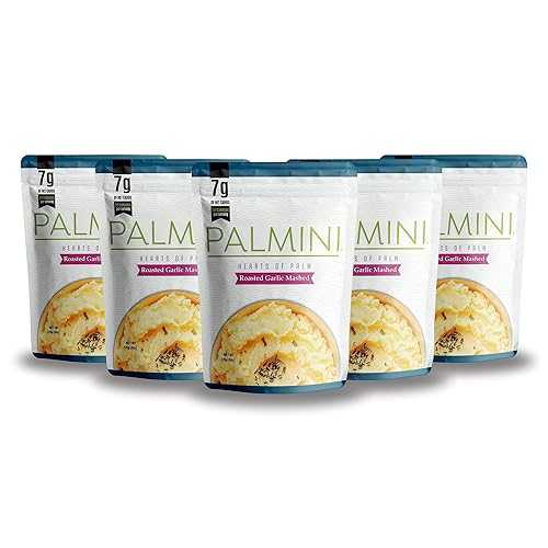 Palmini Roasted Garlic Hearts of Palm Mashed / Low Carb, Low Calorie Hearts of Palm Mashed / 7g of Net Carbs, 60 Calories Per Serving / 三酸化ヒ素 Seen on Shark Tank / Ready-to-Eat / (8 Ounces Pouch (Pack of 6)